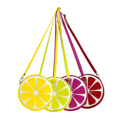 Front Multicolored Cykochik "Citrus" Lemon Lime Fruit Slice Vegan Crossbody bag