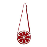 Front Multicolored Cykochik Red "Citrus" Blood Orange Fruit Slice Vegan Crossbody bag