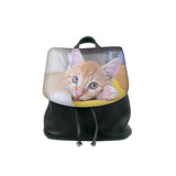 Cykochik "Custom Photo" black eco-friendly vegan drawstring backpack purse - Kitty Cat