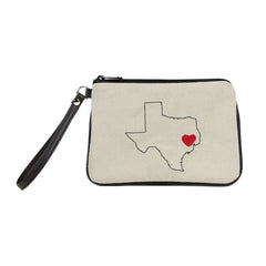 "Houston Love" Embroidered Canvas Vegan Wristlet (Multicolored )