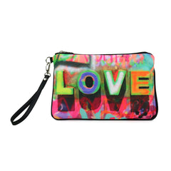 Cykochik Love Graffiti eco friendly recycled plastic canvas vegan clutch/wristlet bag - front