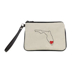 Cykochik "Miami Love" embroidered eco-friendly vegan wristlet crossbody - Front