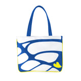 Front blue and white Cykochik custom Monarch butterfly applique eco-friendly vegan tote bag