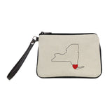 "New York City Love" Embroidered Canvas Vegan Wristlet/Crossbody Bag (Multicolored)