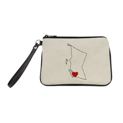 "Vancouver Love" Embroidered Canvas Vegan Wristlet/Crossbody Bag (Multicolored)