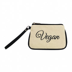 Embroidered Canvas Vegan Script Wristlet (Multicolored)