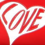 Detail red Cykochik custom "Stop Hate Make Love" applique vegan laptop travel tote bag by Loyal KNG