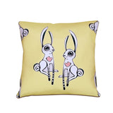 "Love Bunnies" Vegan Throw Pillow design by Berkeley artist Michelle White (Multicolored )