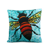 Cykochik "Apis" bee eco-friendly vegan throw pillow by Monica Moody - Front