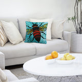 Cykochik "Apis" bee eco-friendly vegan throw pillow by Monica Moody - Sofa