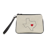 "Austin Love" Embroidered Canvas Vegan Wristlet/Crossbody Bag (Multicolored)