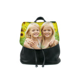 Cykochik "Custom Photo" black eco-friendly vegan drawstring backpack purse - Twin Girls