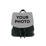 Cykochik "Custom Photo" black eco-friendly vegan drawstring backpack purse - Front