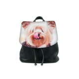 Cykochik "Custom Photo" black eco-friendly vegan drawstring backpack purse - Yorkie Dog