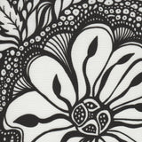 Detail Black and white Cykochik custom Botanica floral eco-canvas vegan crossbody/tote bag by artist Jody Pham