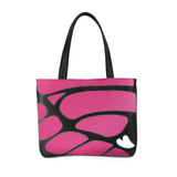 Front black and hot pink Cykochik custom Monarch butterfly applique eco-friendly vegan tote bag