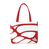 Front red and white Cykochik custom Monarch butterfly applique eco-friendly vegan tote bag