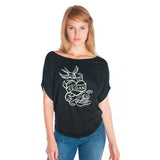 Cykochik "Vegan Tattoo" Organic bamboo and cotton poncho tee - illustrated by artist Michelle White - Model